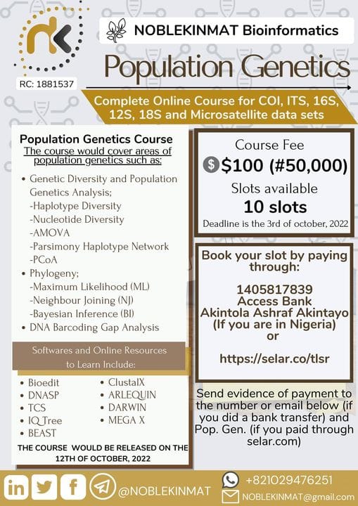 Noblekinmat, Bioinformatics, population genetics